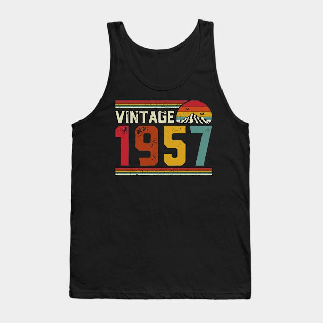 Vintage 1957 Birthday Gift Retro Style Tank Top by Foatui